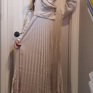 SHEIN Beige Pleated Maxi Dress